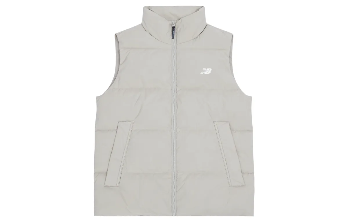 New Balance Down Vests Unisex Light Khaki Stand Collar Moderate