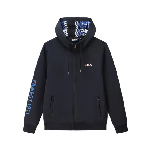 FILA Knitwear Men's Navy Blue/NV Hooded Moderate Cardigan