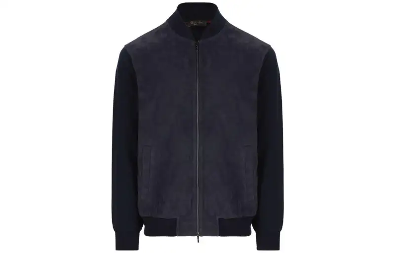 Loro Piana Jackets Men's Navy Blue Baseball Collar Moderate Other
