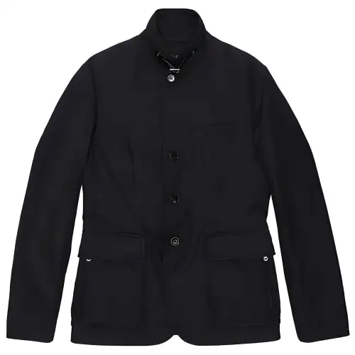 GUCCI Denim Jackets Men's Black Stand Collar Moderate Straight Fit