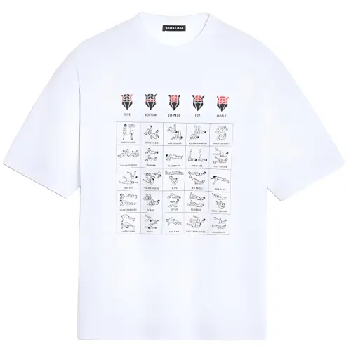 Balenciaga T Shirts Men's White Crew Neck Moderate Straight Fit