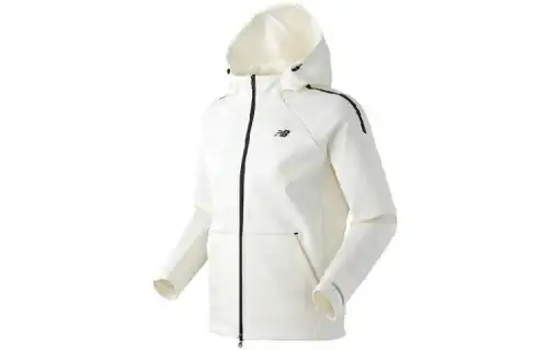 New Balance Jackets Men's Ivory White Hooded Moderate Other