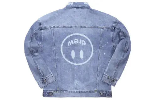 Drew house Smiley Collection Denim Jackets Unisex Indigo Lapel Moderate Straight Fit