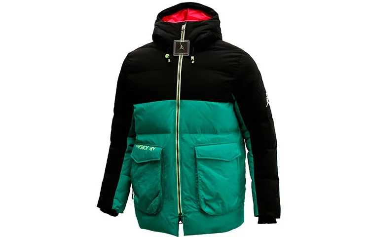 Jordan Down Jacket Winter Men's Black Green Multicolor