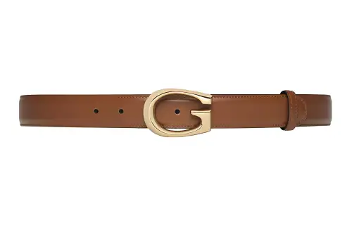 GUCCI G Leather Belts Unisex Brown Width 3cm