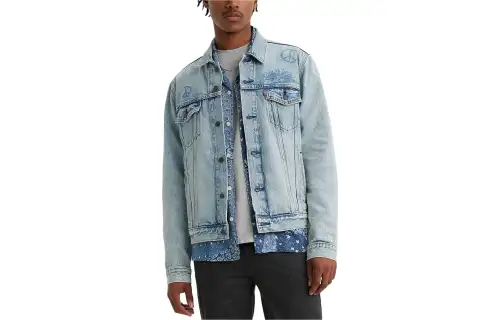 Levis Denim Jackets Men's Light Blue Lapel Moderate Other