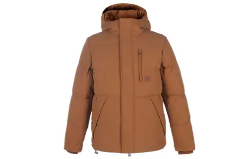 KENZO Down Jackets Men's Light Coffee Hooded Moderate Quilted Down Jacket