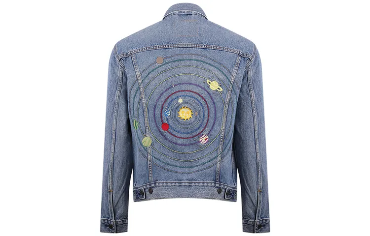Levi's Print Denim Jacket Men's Light Blue
