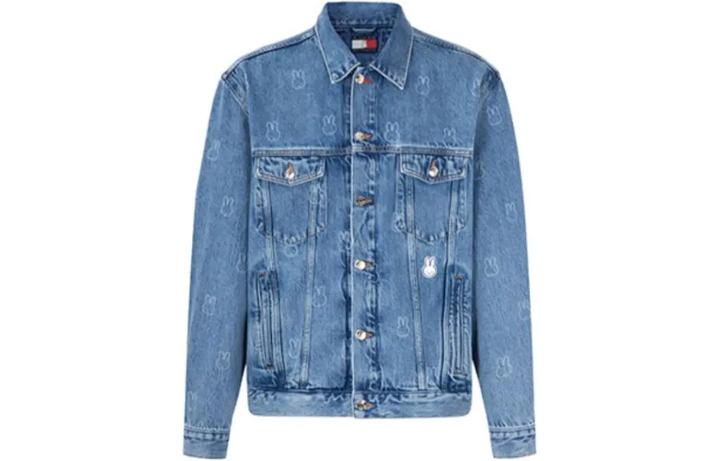 Tommy Hilfiger X Miffy Denim Jackets Men's Denim Blue Square Collar Moderate Straight Fit