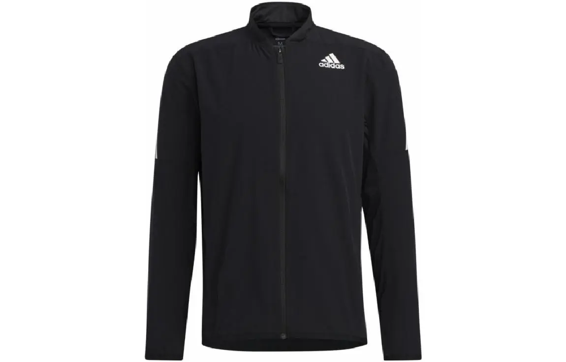 Adidas Jackets Men's Black Stand Collar Moderate Straight Fit