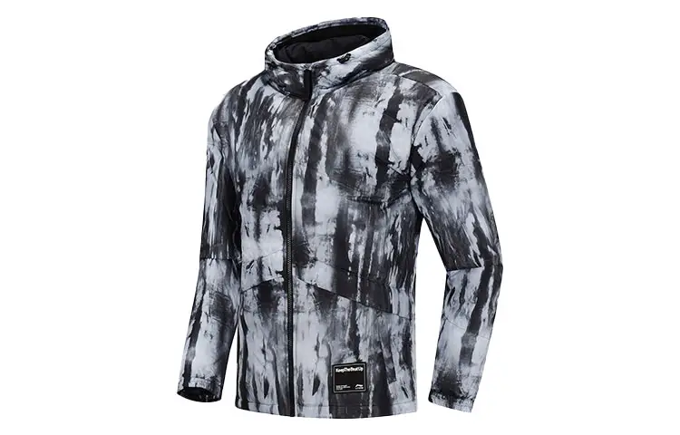 Li Ning Down Jackets Men's Black/White Hooded Moderate
