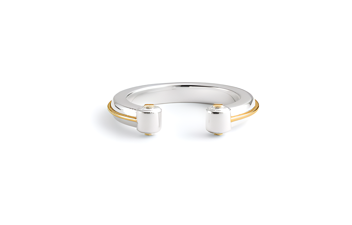 Bottega Veneta 925 Sterling Silver 18K Gold Plated Rings Men's Silver/Gold