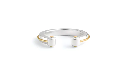 Bottega Veneta 925 Sterling Silver 18K Gold Plated Rings Men's Silver/Gold