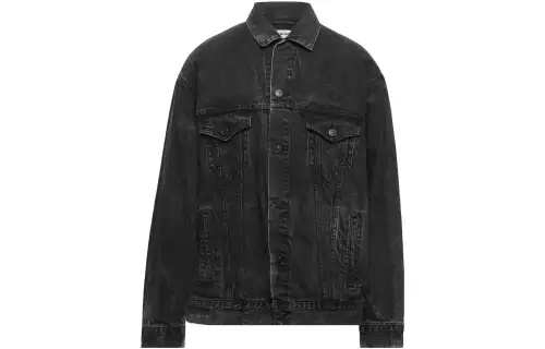 Balenciaga Denim Jackets Unisex Black Lapel Moderate Straight Fit