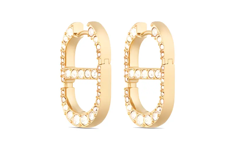 DIOR Metal, Faux Crystal Earrings Women's Gold