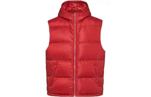 PRADA Vests Men's Red Hooded Non Detachable Other