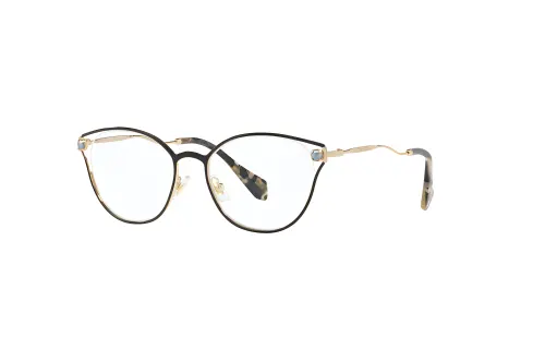 MIU MIU Metal Irregular Shape Eyeglass Frames Unisex Black