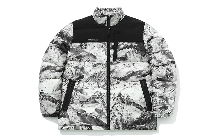 LiNing BADFIVE Basketball Series Short Stand Collar Down Jacket Winter Men's Snow Mountain Print