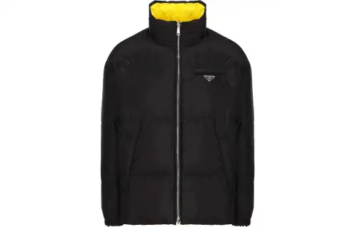PRADA Jackets Men's Black Stand Collar Moderate Other