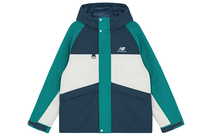 New Balance Color Block Windbreaker Down Jackets Unisex Green Hooded Moderate Other