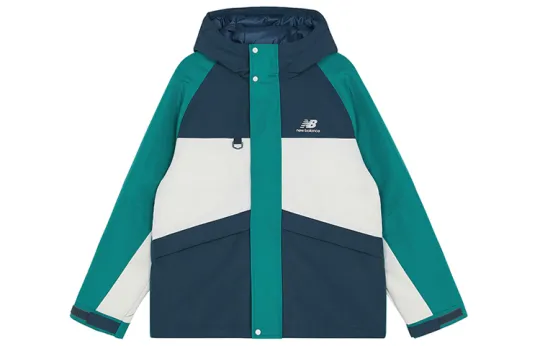 New Balance Color Block Windbreaker Down Jackets Unisex Green Hooded Moderate Other