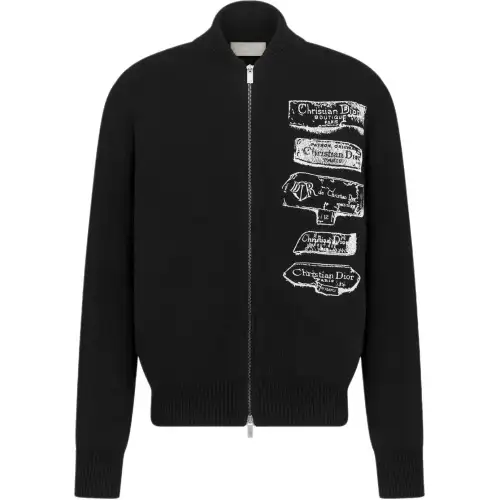 DIOR Knitwear Men's Black Stand Collar Moderate Other
