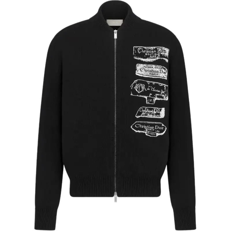 DIOR Knitwear Men's Black Stand Collar Moderate Other
