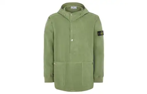 STONE ISLAND Jackets Men's Sage Green Hooded Moderate Other
