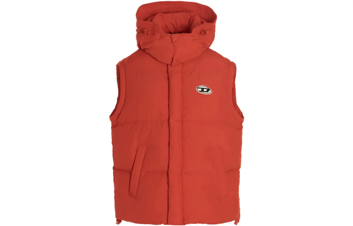 DIESEL Vests Men's Red Stand Collar Other
