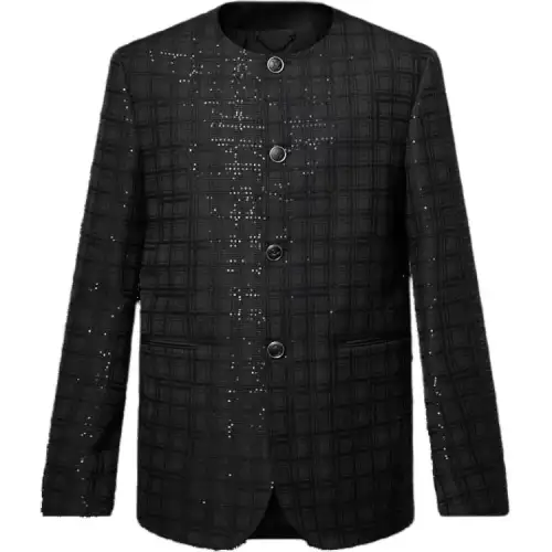 Louis Vuitton Sequin-Embroidered Collarless Jacket
