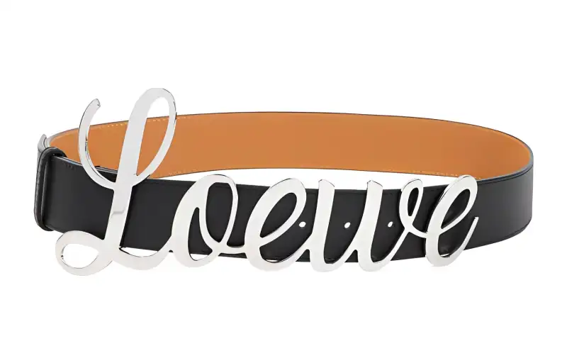 LOEWE Cow Leather Belts Men's Width 4cm