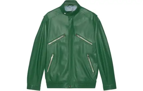 GUCCI Jackets Men's Green Stand Collar Moderate Other
