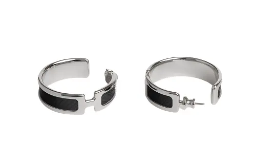 HERMES Olympe Earrings Unisex Black