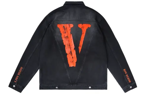 VLONE Denim Jackets Unisex Lapel Moderate Straight Fit