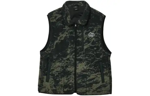 Skechers Sports Life Collection Vests Men's Black Green Camouflage/03PY Stand Collar Thickened And Fleece Lined Other
