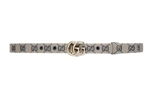 GUCCI GG Marmont Metal Leather Belts Unisex Beige Width 2cm