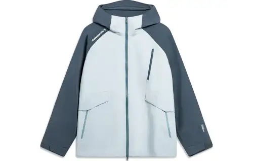 Li Ning Windproof, Water Repellent, And Rainproof Hooded Windbreaker Jacket Unisex Milk Blue