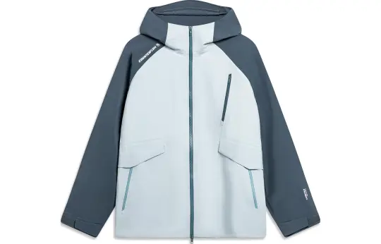 Li Ning Windproof, Water Repellent, And Rainproof Hooded Windbreaker Jacket Unisex Milk Blue