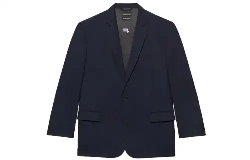 Balenciaga Business Suits Men's Dark Blue Suit Collar Moderate Business Suit