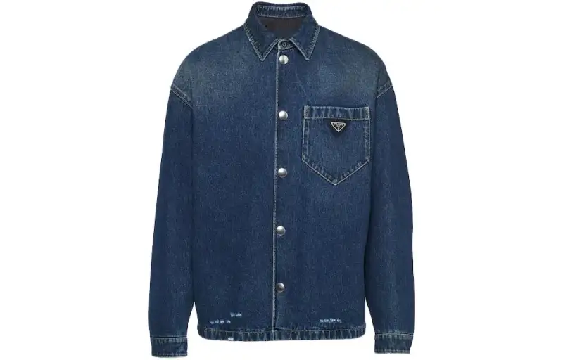 PRADA Denim Jackets Men's Blue Lapel Moderate Other