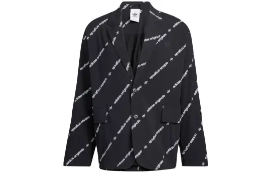 Adidas Originals Business Suits Unisex Black Suit Collar Moderate Business Suit