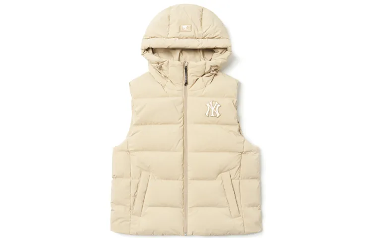 MLB Down Vests Unisex Beige Hooded Moderate Other