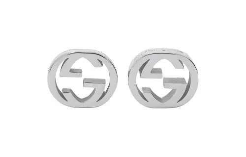 GUCCI Interlocking 18K White Gold Stud Earrings Unisex