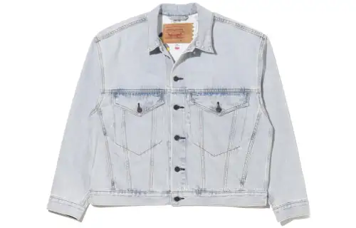 Levis Denim Jackets Men's Blue Lapel Moderate Straight Fit