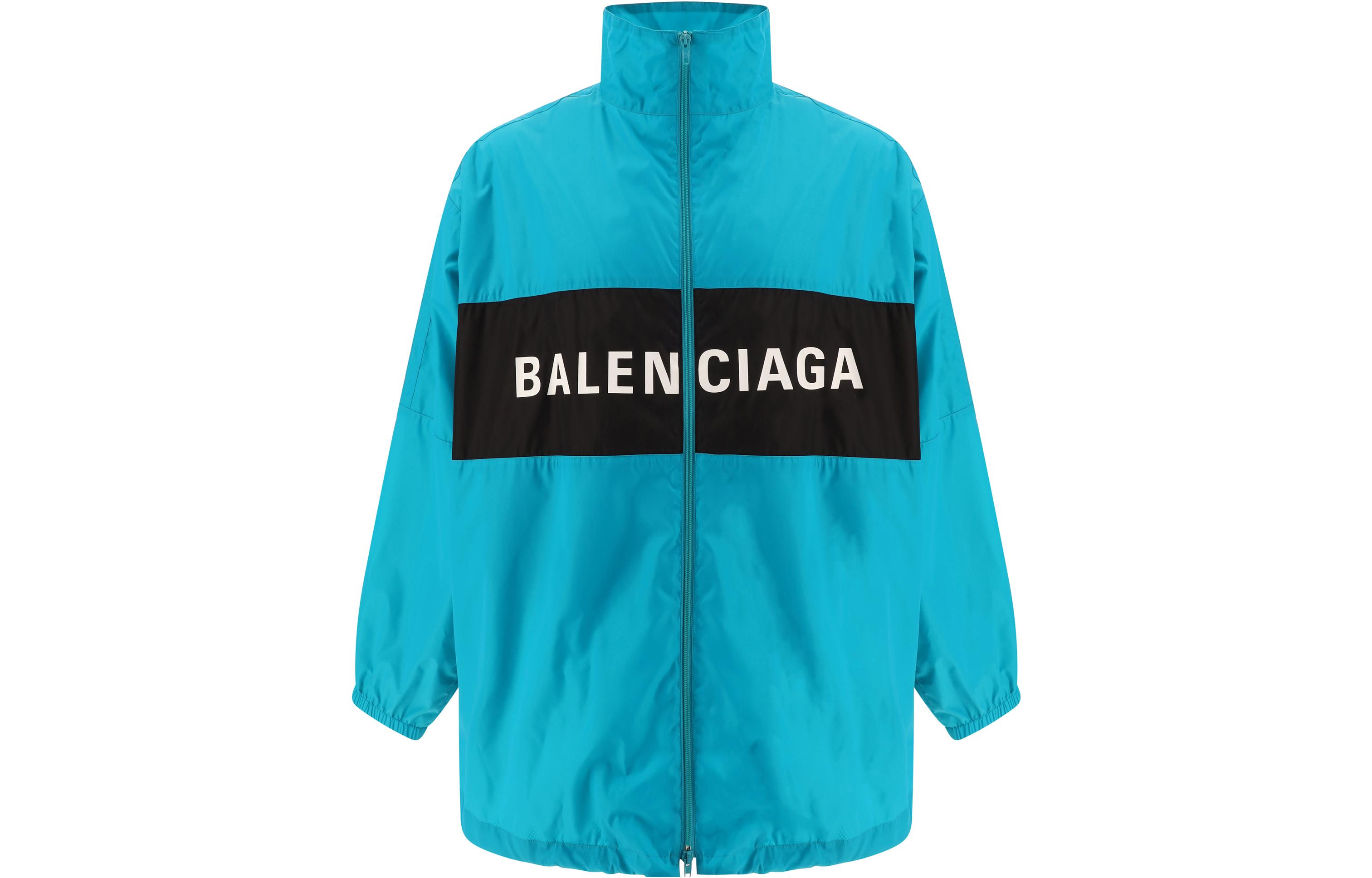 Мужская куртка Balenciaga с логотипом (синяя)