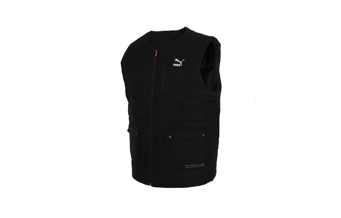 PUMA Vests Men's Black Crew Neck Moderate Other