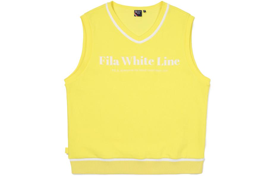 FILA Vests Unisex Yellow V Neck Moderate Knitted Fabric