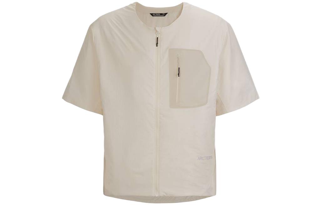 Arcteryx Arc'teryx SYSTEM_A FW23 Drop 06 TYJAK INSULATED TEE Wild rock climbing mountain series outdoor trendy functional urban sports round neck fitted zipper short-sleeved vest, same style for men and women, off-white