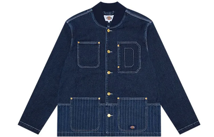 Dickies Denim Jackets Unisex Indigo Baseball Collar Moderate Straight Fit