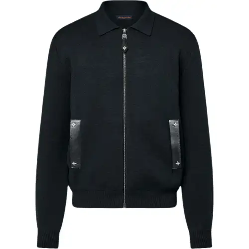 LOUIS VUITTON Knit Blouson With Leather Details